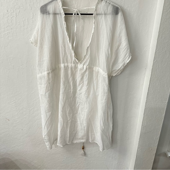 Aerie White Beach Sheer Cover Up Dress Seashell Tassel Size XS - Picture 6 of 6